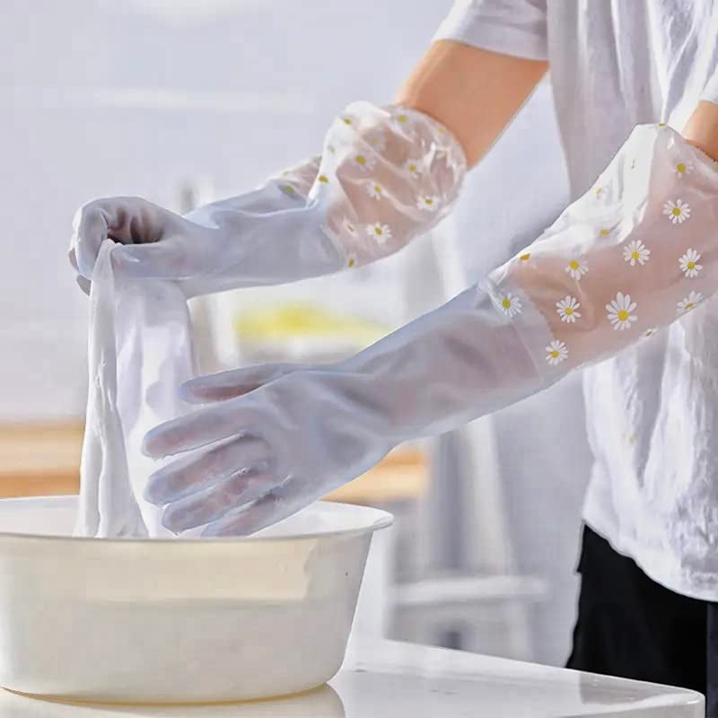 EAYIRA Reusable Heavy Duty Hand Gloves For Dishwashing, Gardening, Kitchen Cleaning Non-Slippery & Durable Long Elbow Length(Inner Cotton Lining For Comfort), Pack of 1 Pair (Blue) - Image 1