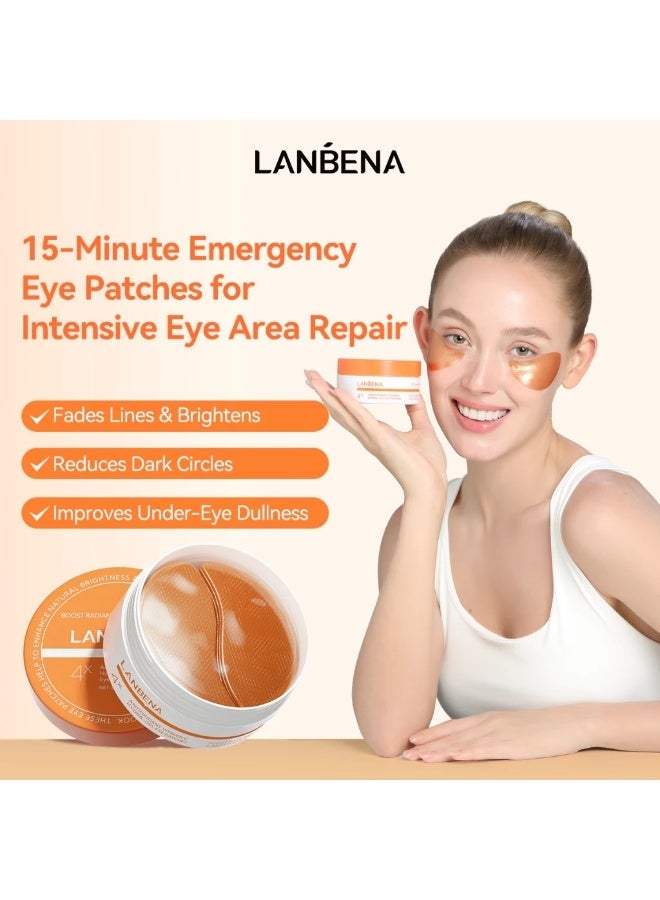 LANBENA Vitamin C Hydra-Gel Eye Patches, Brightening & Antioxidant Under Eye Masks, 60 Pcs (30 Pairs) - Image 2