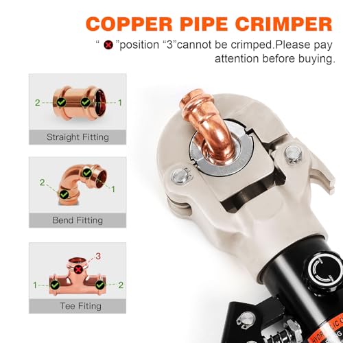 iGeelee Copper Press Tool Hydraulic for 1/2", 3/4", 1" Copper Fittings & 3/8" to 1" Dies for ASTM F1807 PEX Pipe, ProPress Tool for Copper Rings IG-1632E - Image 3