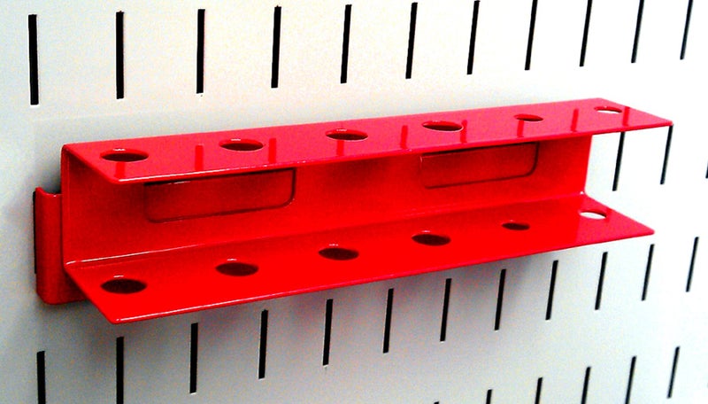 Wall Control Screwdriver Holder Bracket Slotted Metal Pegboard Accessory Slotted Tool Board - Red - Image 4