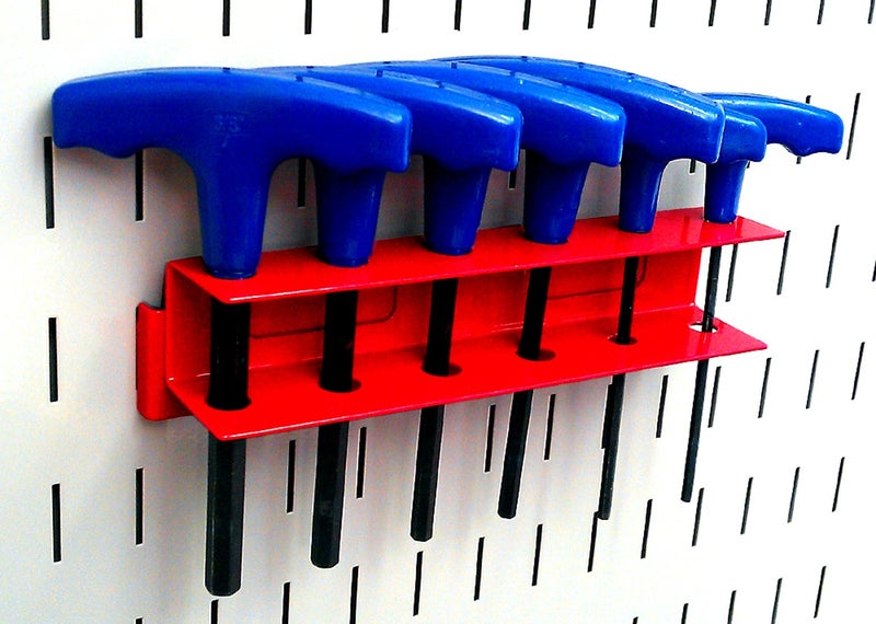 Wall Control Screwdriver Holder Bracket Slotted Metal Pegboard Accessory Slotted Tool Board - Red - Image 5