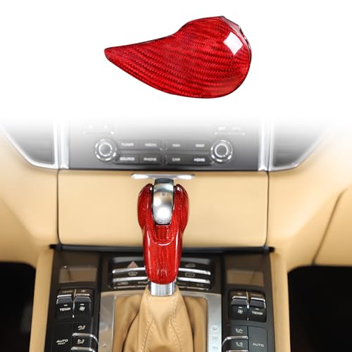TOYCIDFG Gear Shift Knob Cover Trim Compatible with Porsche Macan 20142021 Panamera Cayman Boxster 718 911 Auto Interior Accessories Decals Red Carbon Fiber - Image 1
