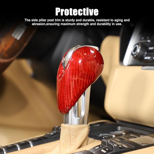 TOYCIDFG Gear Shift Knob Cover Trim Compatible with Porsche Macan 20142021 Panamera Cayman Boxster 718 911 Auto Interior Accessories Decals Red Carbon Fiber - Image 3
