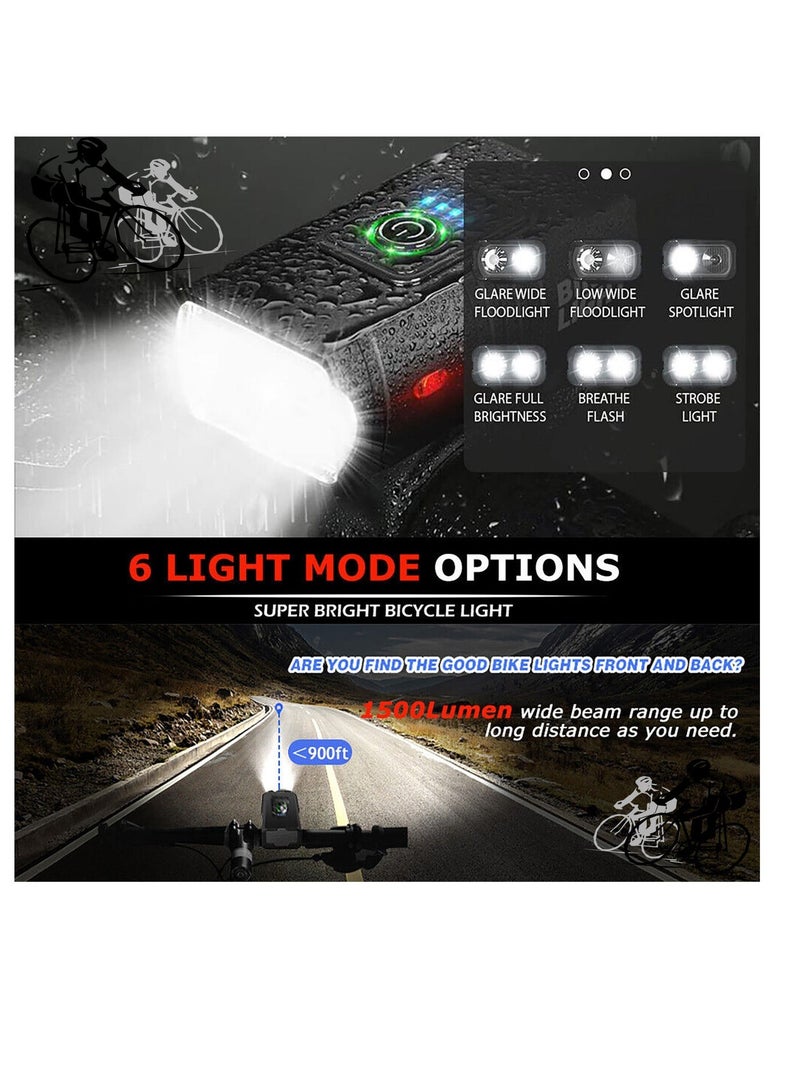 أرابايت مجموعة أضواء الدراجة، قابلة للشحن عبر USB ومقاومة للماء - أضواء دراجة أمامية وخلفية بـ 6 أوضاع، لسلامة القيادة الليلية، مناسبة للدراجات الجبلية/الطرق (أسود) - Image 4