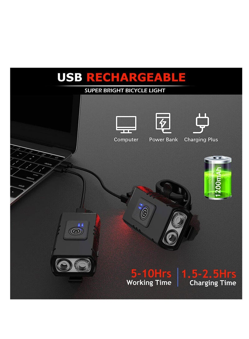 أرابايت مجموعة أضواء الدراجة، قابلة للشحن عبر USB ومقاومة للماء - أضواء دراجة أمامية وخلفية بـ 6 أوضاع، لسلامة القيادة الليلية، مناسبة للدراجات الجبلية/الطرق (أسود) - Image 5