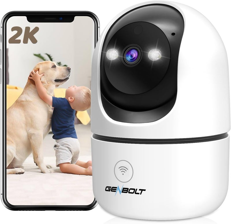 جينبولت GENBOLT كاميرا أمان واي فاي داخلية، كاميرا مراقبة منزلية IP CCTV مع كشف الشكل البشري، كاميرا مربية للحيوانات الأليفة والكلاب مع طواف تلقائي، مراقبة الطفل مع إنذار صوتي - Image 1