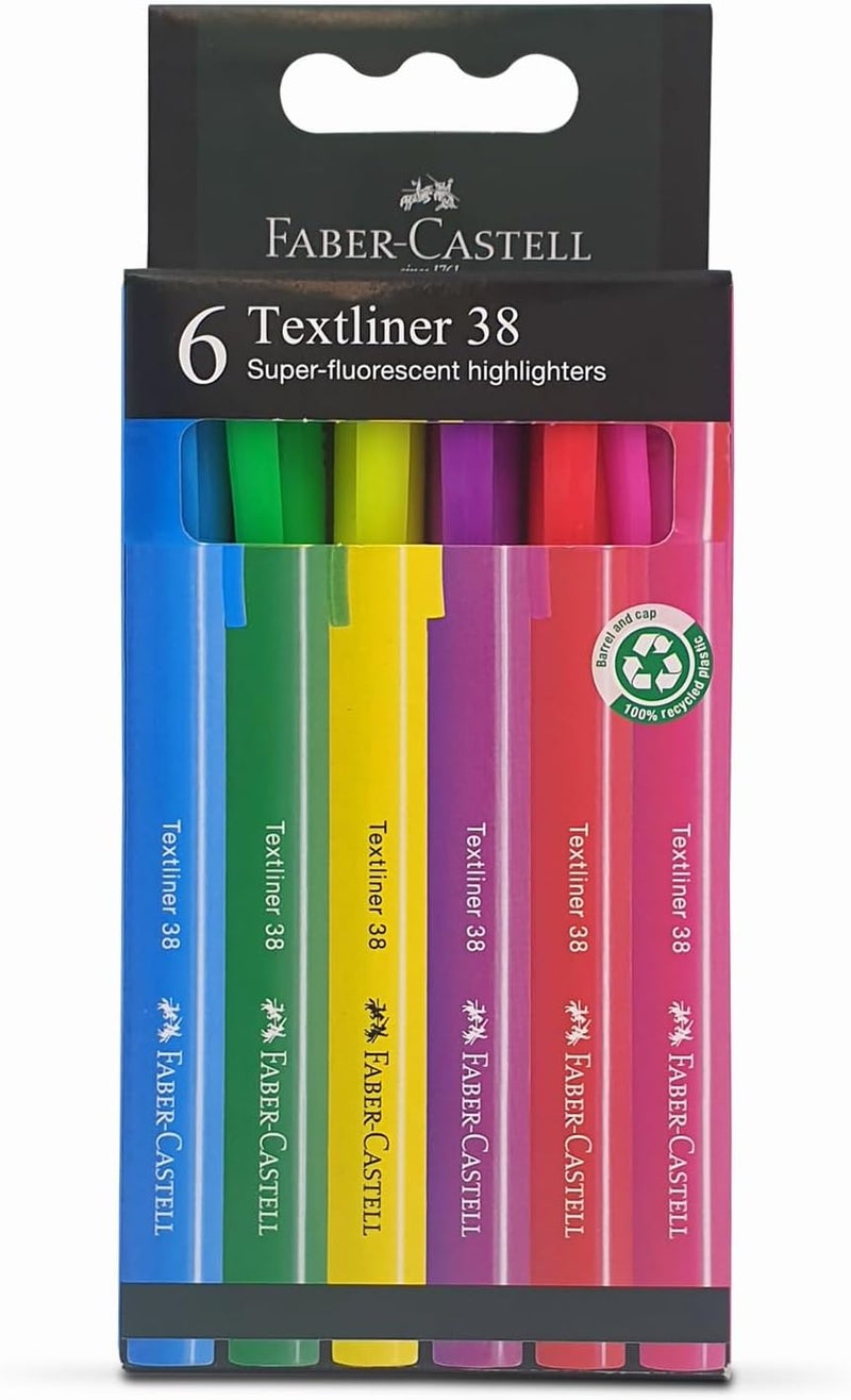 Faber-Castell Textliner 38 Highlighter Set of 6, Multicolor - Image 1