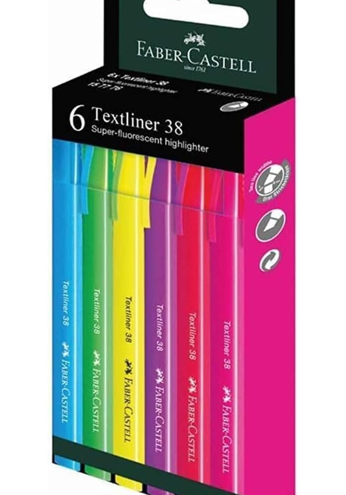 Faber-Castell Textliner 38 Highlighter Set of 6, Multicolor - Image 2