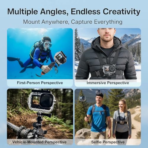 BMUUPY Accessories Kit for DJI OSMO Action 6, 70m Waterproof Housing Case, Tempered Glass Screen Protector, Floaty Bobber Grip, Large Carrying Case, Mounts Chest/Head/Handlebar - Image 4