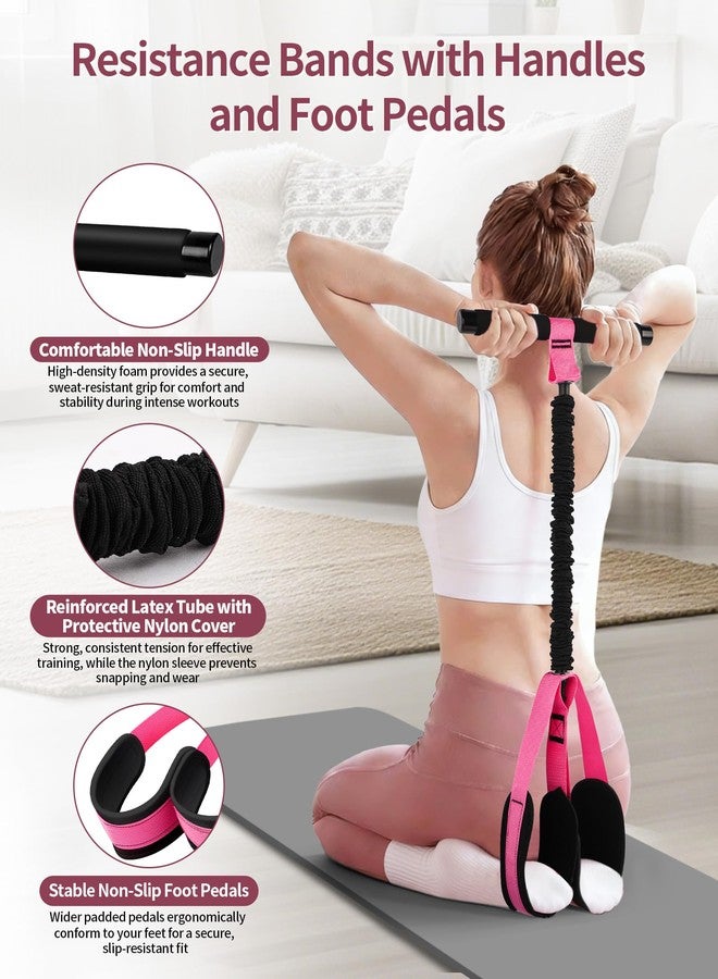 SirDone Pedal Resistance Bands with Handles, Upgraded 55LBS Thickened Latex Exercise Bands, Soft Foam Pedal, Sit Up Trainer for Abs Core Arms Legs, Home Gym Equipment for Pilates Yoga Physical Therapy - Image 2