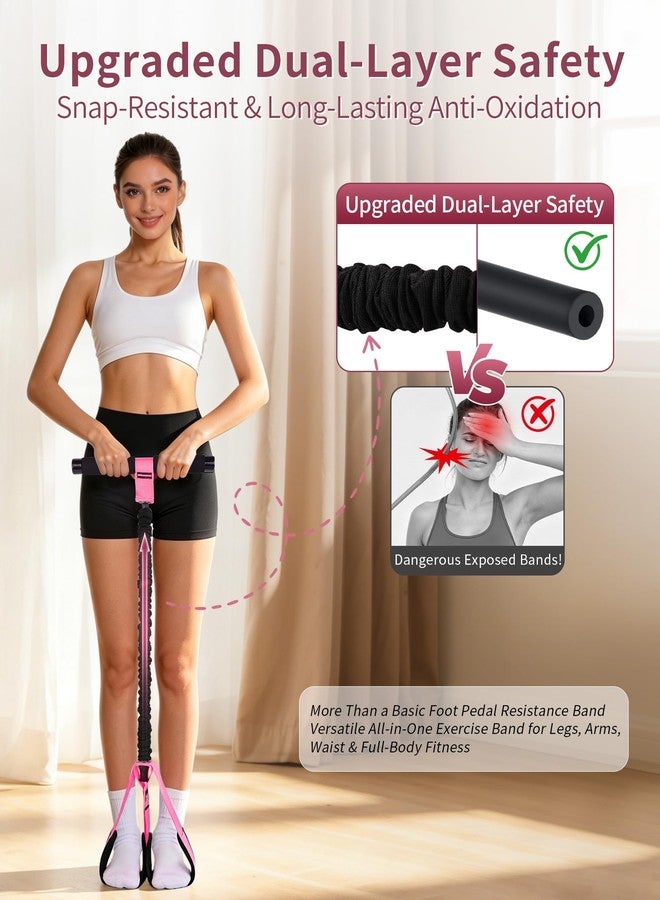 SirDone Pedal Resistance Bands with Handles, Upgraded 55LBS Thickened Latex Exercise Bands, Soft Foam Pedal, Sit Up Trainer for Abs Core Arms Legs, Home Gym Equipment for Pilates Yoga Physical Therapy - Image 4