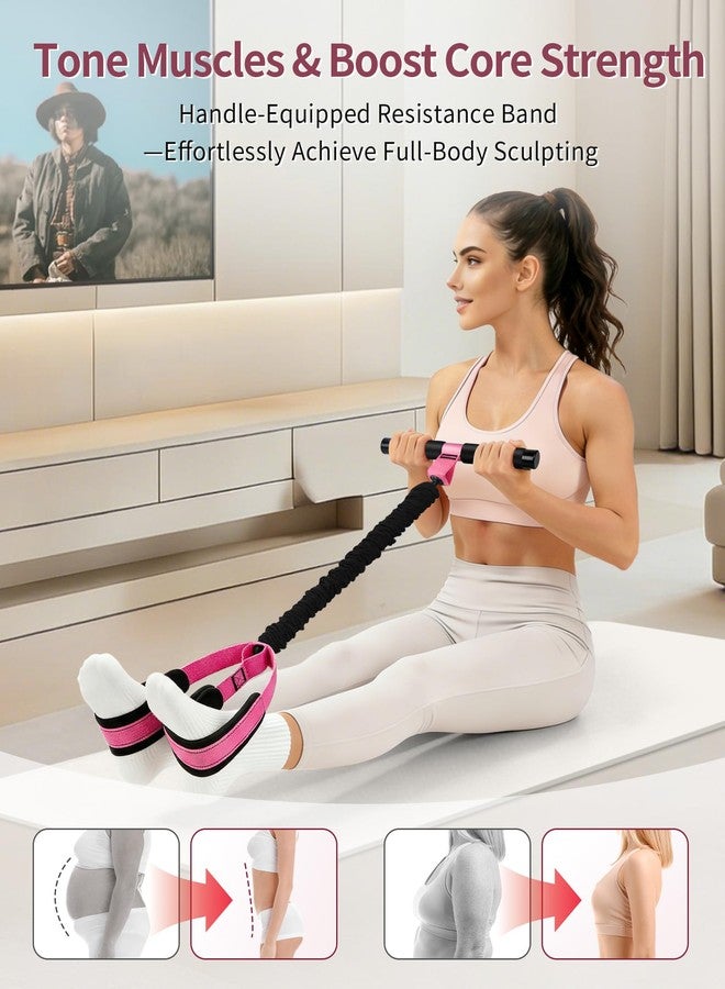 SirDone Pedal Resistance Bands with Handles, Upgraded 55LBS Thickened Latex Exercise Bands, Soft Foam Pedal, Sit Up Trainer for Abs Core Arms Legs, Home Gym Equipment for Pilates Yoga Physical Therapy - Image 5