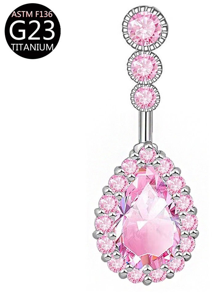 Innoshine Hypoallergenic G23 Titanium Teardrop Belly Ring – Sparkling Zirconia Navel Piercing Jewelry for Sensitive Skin Fashion Silver Belly Piercing Button Ring for Women - Image 1