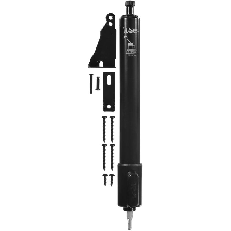 Wright Products Standard Duty Pneumatic Screen & Storm Door Closer with EZ-Hold â€“ Adjustable Closing Speed, Durable, Easy Installation (Transitional, Black) - Image 1