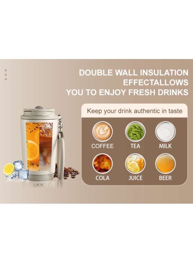 TKK 400ml Stainless Steel Coffee Thermos 316 Keep Temperature for 6 to 12 hours with dual drinking method| Pink - Image 3