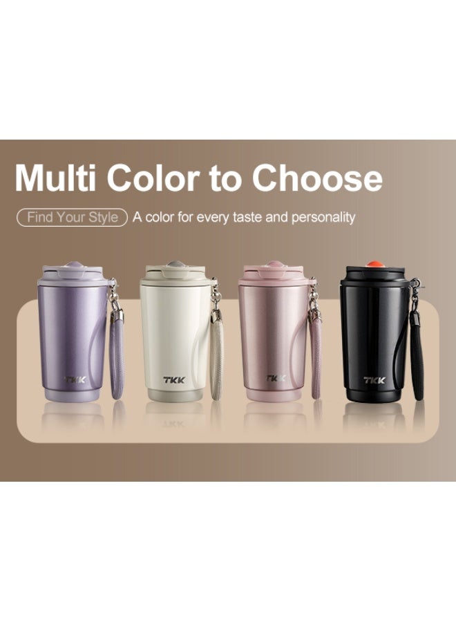TKK 400ml Stainless Steel Coffee Thermos 316 Keep Temperature for 6 to 12 hours with dual drinking method| Pink - Image 4