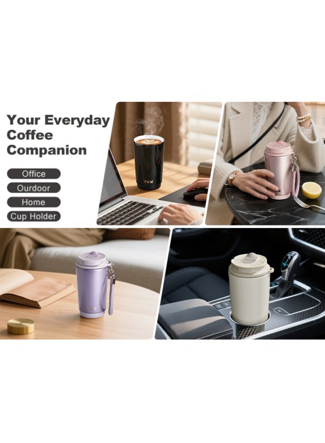 TKK 400ml Stainless Steel Coffee Thermos 316 Keep Temperature for 6 to 12 hours with dual drinking method| Pink - Image 5