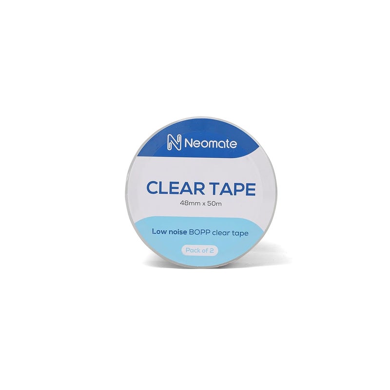 Neomate Low Noise Clear BOPP Packaging Tape | 48mm x 50m, Pack of 2 | Heavy-Duty Transparent Tape for Packaging, Decorating, DIY Projects - Image 4