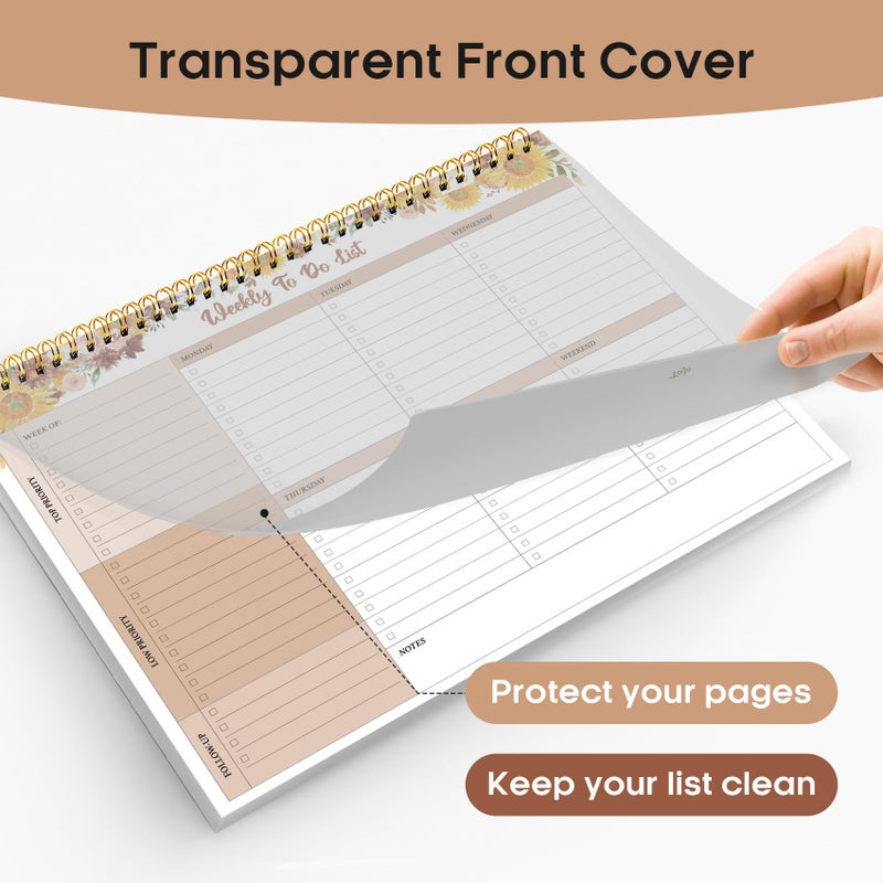 Taja Weekly To Do List Notepad With 52 Undated Sheets(8.5""?11"")- Weekly Desk Planner For Women & Man  Work And Home - Golden Sunflower - Image 4