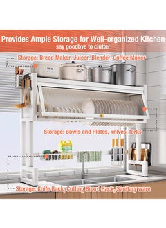 GoldenLike Over The Sink Dish Drying Rack 85CM Dish Rack for Kitchen Counter Large Capacity Dish Rack with Utensil Holder Stainless Steel Dish Drainer Dish Drying Stand Kitchen Organizers Storage Rack  - Image 3