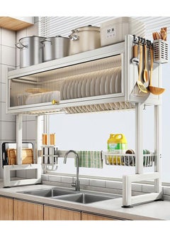 GoldenLike Over The Sink Dish Drying Rack 85CM Dish Rack for Kitchen Counter Large Capacity Dish Rack with Utensil Holder Stainless Steel Dish Drainer Dish Drying Stand Kitchen Organizers Storage Rack  - Image 1