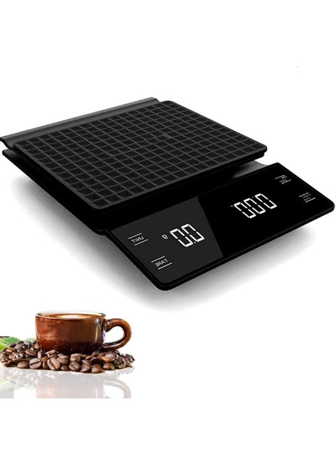Digital Coffee Scale with Timer, 3 kg/0.1 g High Precision Kitchen Food Scale Drip Espresso Scale with Back-Lit LED Display (Batteries Included)
