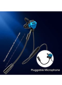 SYOSI Gaming Earbuds with Microphone, Stereo Wired Headphones for Computer Gamer in-Ear Headphones with Detachable Mic for PS 5 Video Game E-Sport Earphone with 3.5mm Jack (Blue)  - Image 5