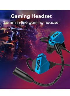 SYOSI Gaming Earbuds with Microphone, Stereo Wired Headphones for Computer Gamer in-Ear Headphones with Detachable Mic for PS 5 Video Game E-Sport Earphone with 3.5mm Jack (Blue)  - Image 2