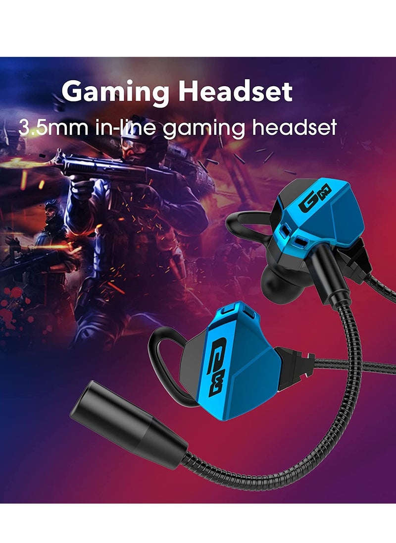 SYOSI - Gaming Earbuds with Microphone, Stereo Wired Headphones for Computer Gamer in-Ear Headphones with Detachable Mic for PS 5 Video Game E-Sport Earphone with 3.5mm Jack (Blue) - Image 1