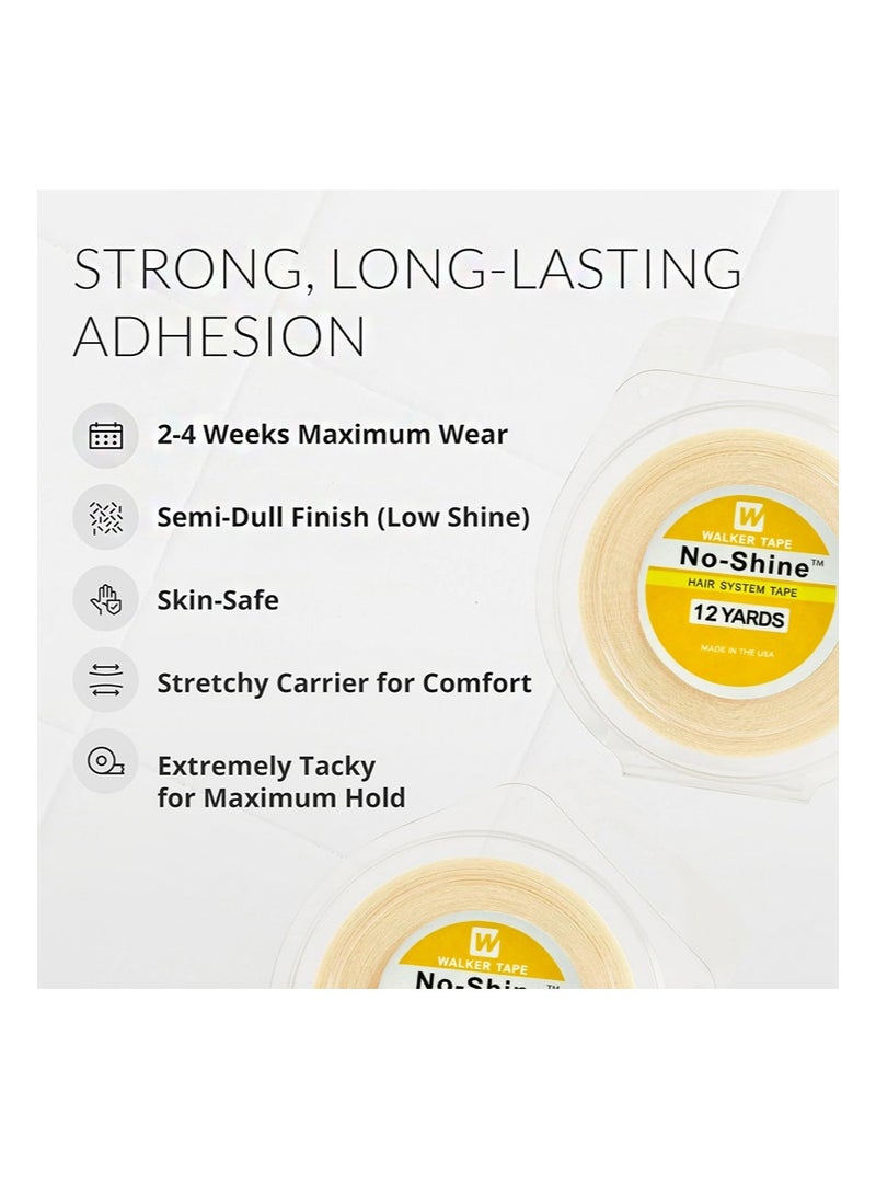 Walker Tape No-Shine Hair System Tape Roll Width 0.8cm * Length 10.9m/12 Yards，Hypoallergenic Double Sided Wig Tape for Lace Systems，Toupees, and Tape in Hair Extensions Human Hair，Maximum Wear Invisible Bonding Tape - Image 2