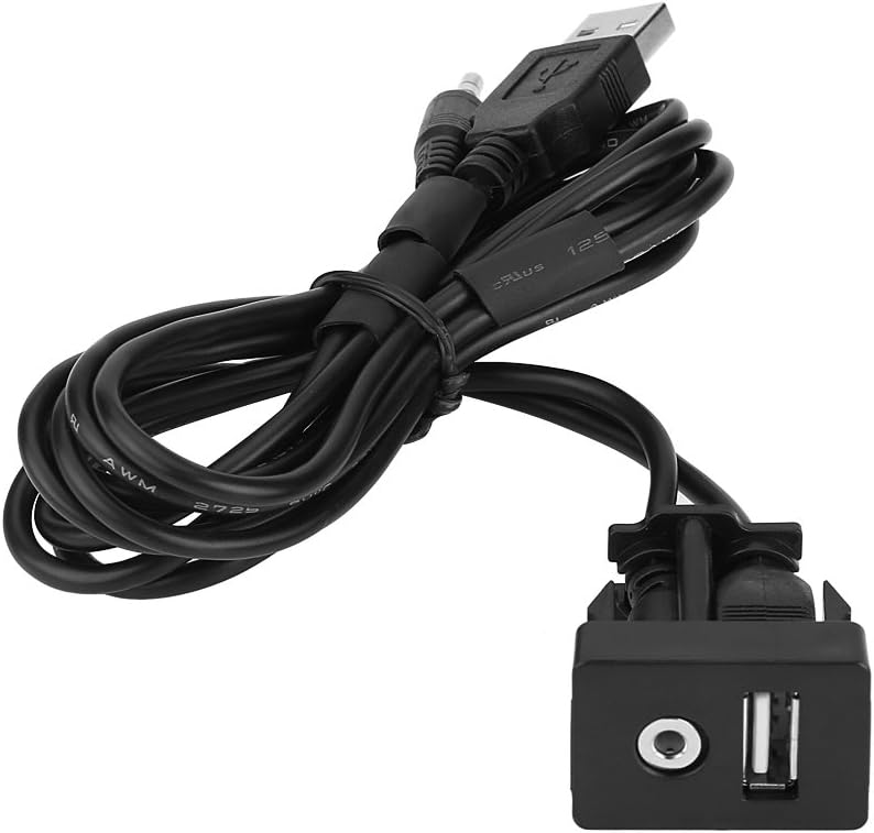 راحة كابل USB للسيارة يُثبّت داخل لوحة القيادة، كابل تمديد USB يُثبّت داخل لوحة القيادة، مناسب للسيارات والقوارب والدراجات النارية، مزود بتقنية داخلية للسيارة، منفذ USB ومنفذ AUX - Image 1