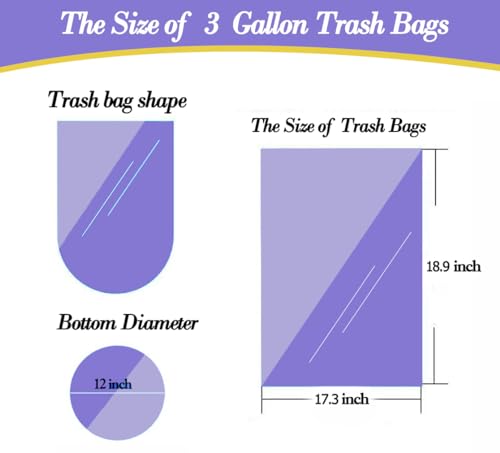 HOMMALY 3 Gallon 120pcs (Fit 3-3.2 Gal) Small Clear Trash BagsPlastic Strong Clear Garbage Bags,Bathroom Trash Can Bin Liners,Waste Basket Liner,Fit 10-13 Liter, 3 Gallon,3.2Gallon - Image 2