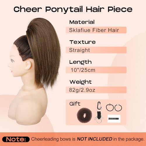 SEIKEA Cheer Ponytail Hair Piece 10 Straight TangleResistant Smooth Natural Cheerleader Hairpiece Ponytail Extension for Cheer Competition Dance Performance Mocha Melt - Image 3