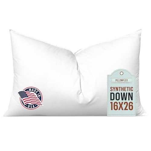 Pillowflex Synthetic Down Pillow Insert - 16x26 Down Alternative Pillow, Ultra Soft, Large Standard Rectangle, Lumbar, Back, Sleeping Pillow - 1 Decorative Pillow Form - Image 1