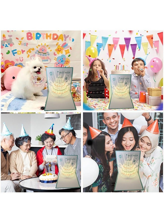 جيفت بطاقات عيد ميلاد ثلاثية الأبعاد، بطاقة كعكة عيد ميلاد بإضاءة LED دافئة، بطاقات تهنئة موسيقية، هدية للأم والزوجة والأخت والبنت. - Image 4