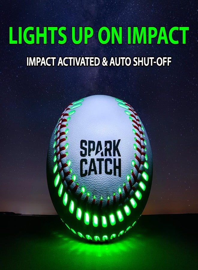 SPARK CATCH Light Up Baseball, Glow in The Dark Baseball, Sports Gear Accessories Gifts for Boys 8 9 10 11 12 13 14 15 Years Old, Kids Teens All Ages Gift Ideas (Impact-Activated version) (Neon Green) - Image 2