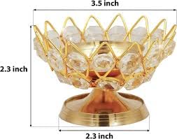 Puja N Pujari Puja N Pujari Lotus Shape Crystal Akhand Diya Jyothi Oil Deepam Brass for Puja Home Decor Small  - Image 4