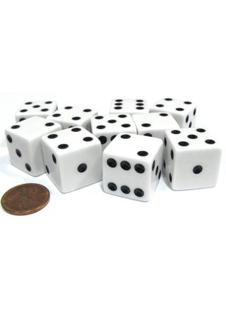 Set of 10 Large Six Sided Square Opaque 19mm D6 Dice - White with Black Pip Die - pzsku/Z54BF5116D9CD9162728EZ/45/1750157188/04053df4-aeaf-4ee4-8f43-1180362ff735