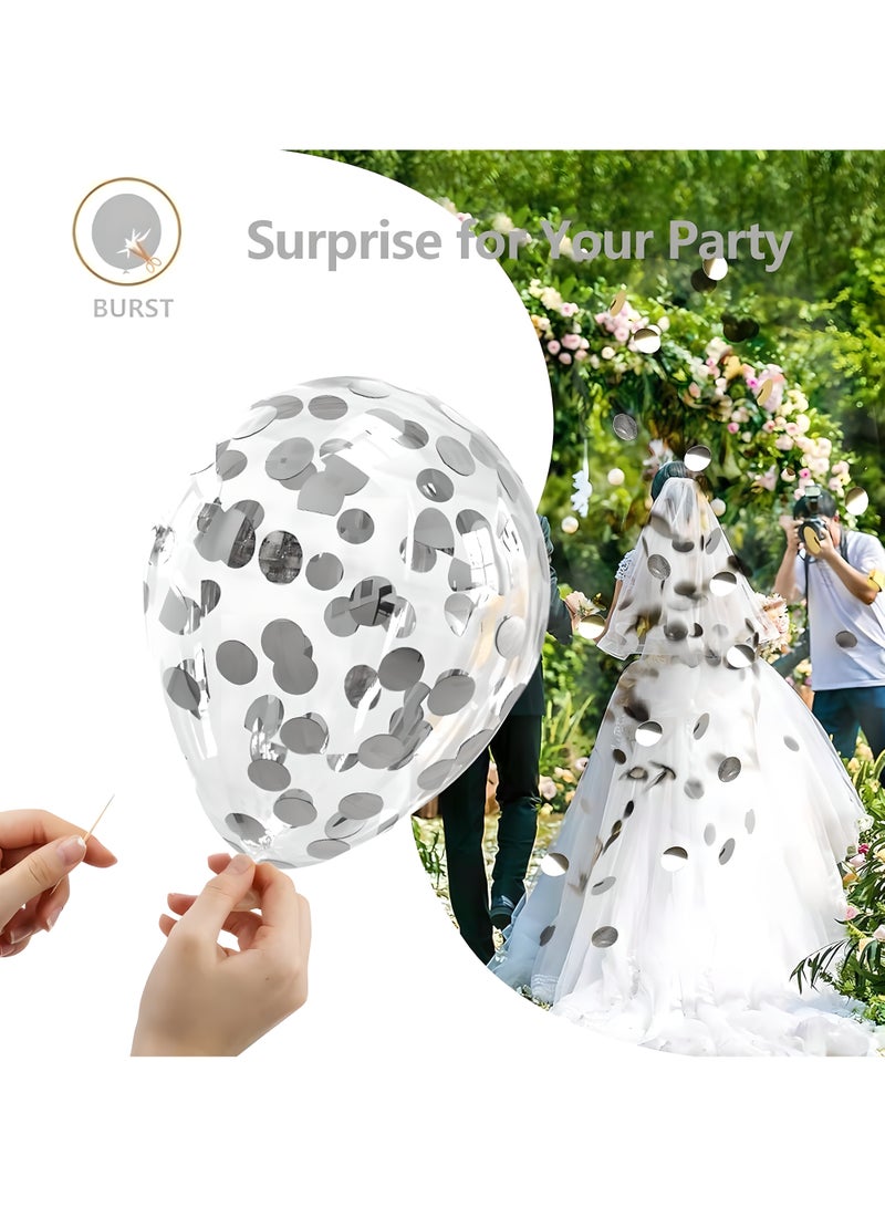LIXADA 100pcs Elegant White & Silver Confetti Balloons - Mixed Metallic Latex Party Decorations for Weddings, Birthdays, Graduations & More, Party Balloons | Glittery Balloons | Metallic Finish - Image 4