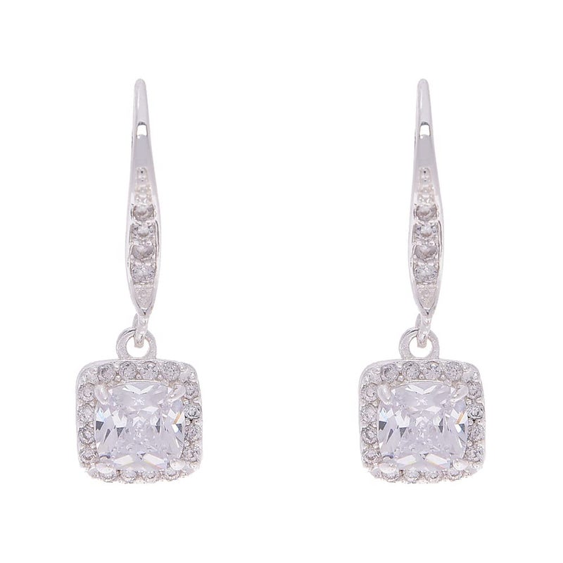 ANNE KLEIN أقراط آن كلاين الفضية الخالية من العيوب مع كريستالات الزركونيا المكعبة - Image 1