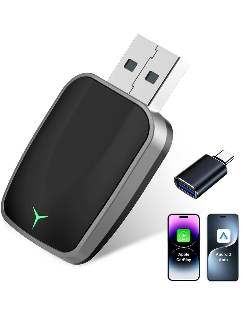 Wireless CarPlay Adapter for iPhone – Plug & Play CarPlay Dongle – Converts Wired CarPlay to Wireless – Fast Auto-Connect, Low Latency, USB-A & USB-C Compatible – English Manual Included  - Image 1
