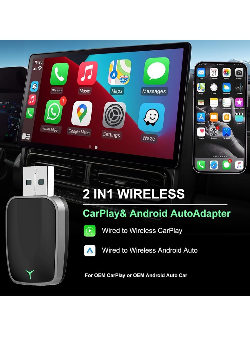 Wireless CarPlay Adapter for iPhone – Plug & Play CarPlay Dongle – Converts Wired CarPlay to Wireless – Fast Auto-Connect, Low Latency, USB-A & USB-C Compatible – English Manual Included  - Image 2