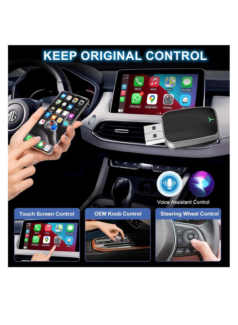 Wireless CarPlay Adapter for iPhone – Plug & Play CarPlay Dongle – Converts Wired CarPlay to Wireless – Fast Auto-Connect, Low Latency, USB-A & USB-C Compatible – English Manual Included  - Image 4