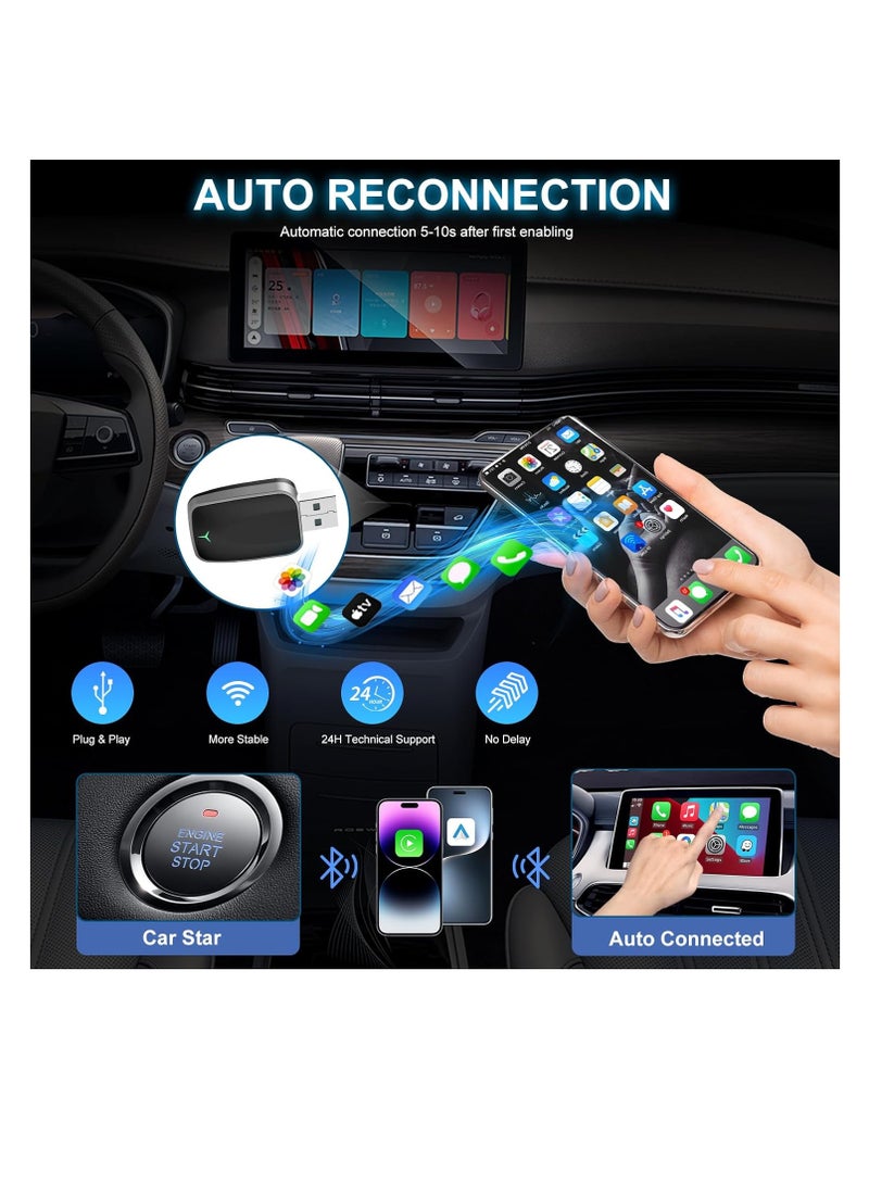 Wireless CarPlay Adapter for iPhone – Plug & Play CarPlay Dongle – Converts Wired CarPlay to Wireless – Fast Auto-Connect, Low Latency, USB-A & USB-C Compatible – English Manual Included  - Image 5