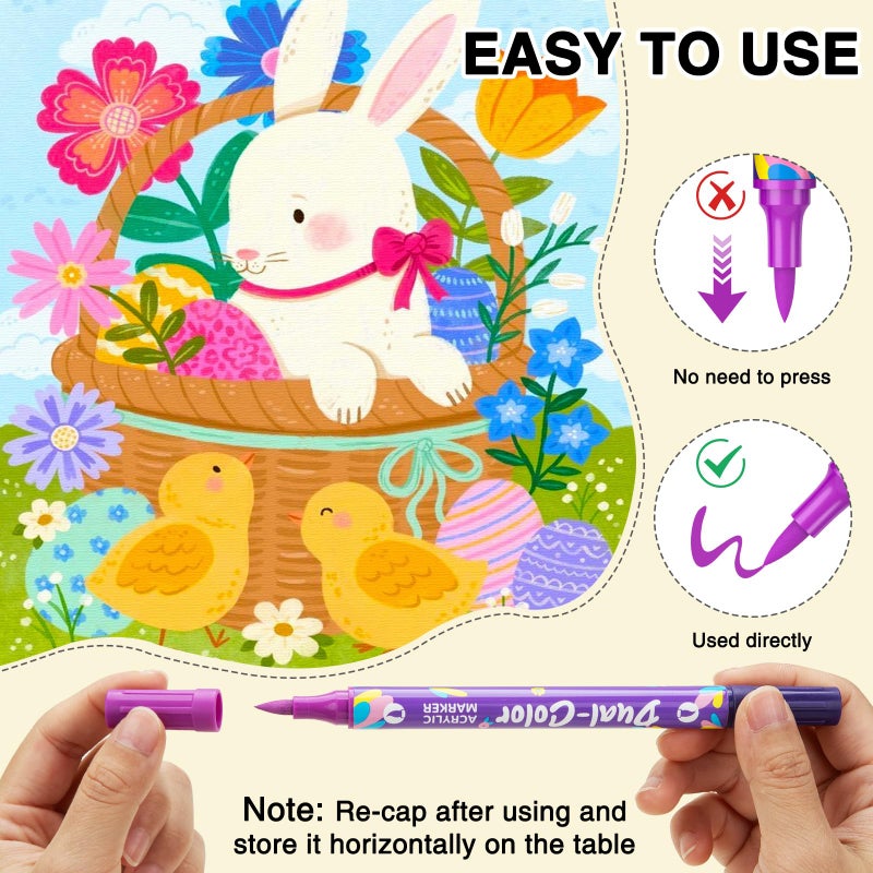 JR.WHITE 120 Colors Acrylic Markers for Coloring Books No Bleed: 60 Dual Brush Tip Paint Pens Set, Acrylic Paint Markers for Coloring Book,Easter Egg,Rock,Wood,Ceramic, Scrapbook & Art Supplies Kit - Image 5