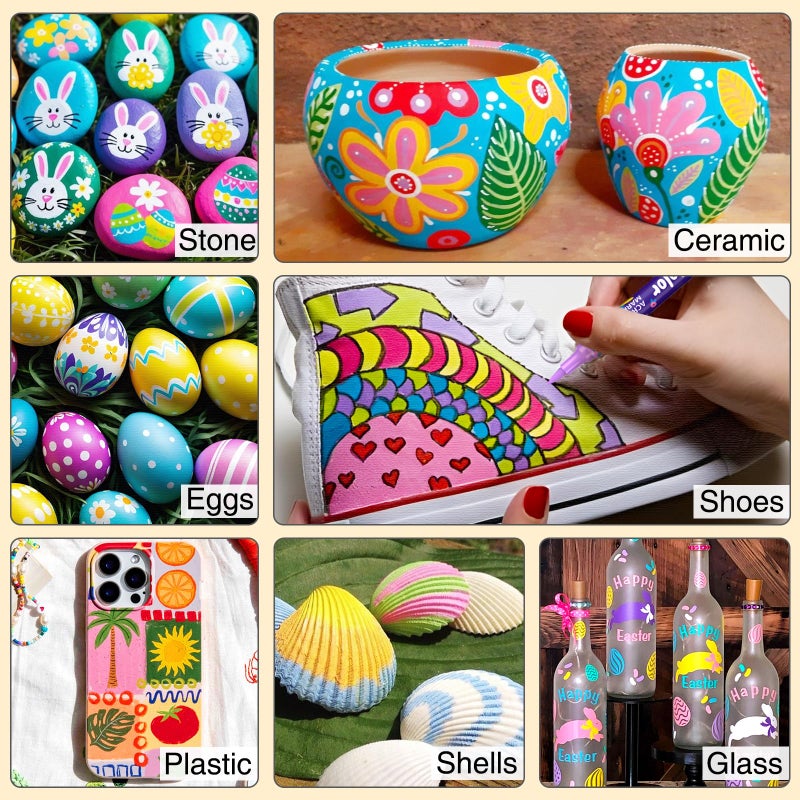 JR.WHITE 120 Colors Acrylic Markers for Coloring Books No Bleed: 60 Dual Brush Tip Paint Pens Set, Acrylic Paint Markers for Coloring Book,Easter Egg,Rock,Wood,Ceramic, Scrapbook & Art Supplies Kit - Image 3