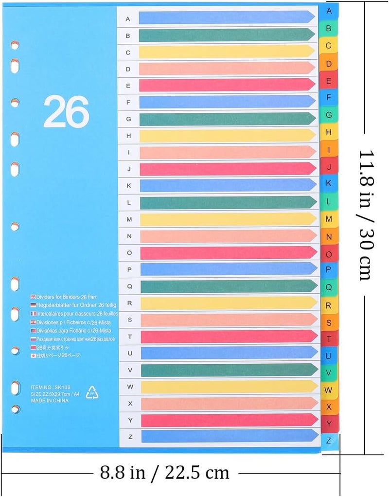 Gadpiparty 38 قطعة من فواصل الفهارس الملونة من نوع Loose-Leaf للملاحظات والمجلدات، علامات بلاستيكية لتنظيم المكتب والمدرسة، مع تصميم ألفبائي وتصنيفي - Image 2