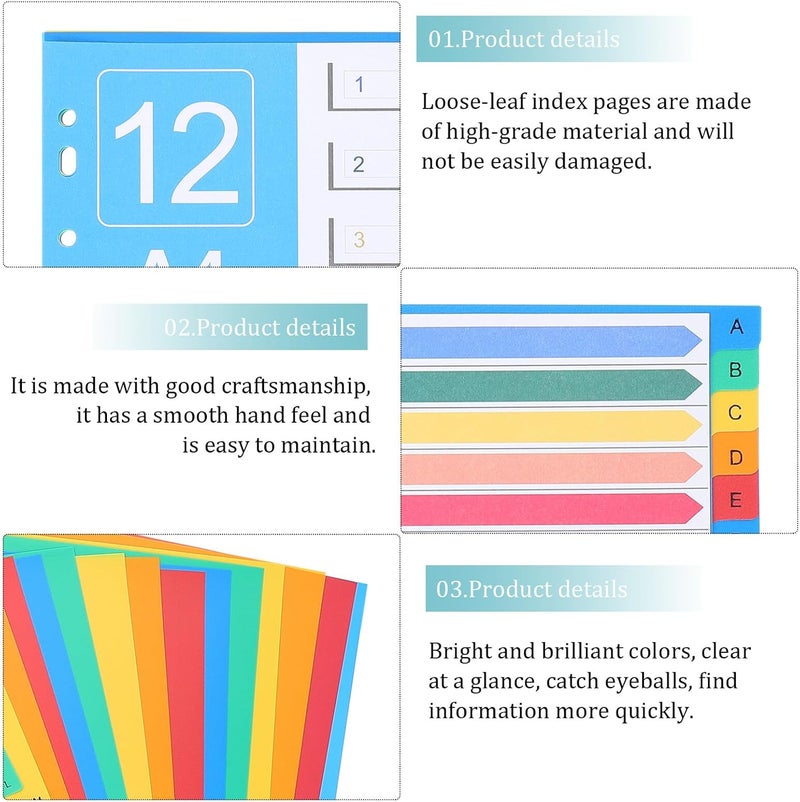 Gadpiparty 38 قطعة من فواصل الفهارس الملونة من نوع Loose-Leaf للملاحظات والمجلدات، علامات بلاستيكية لتنظيم المكتب والمدرسة، مع تصميم ألفبائي وتصنيفي - Image 3