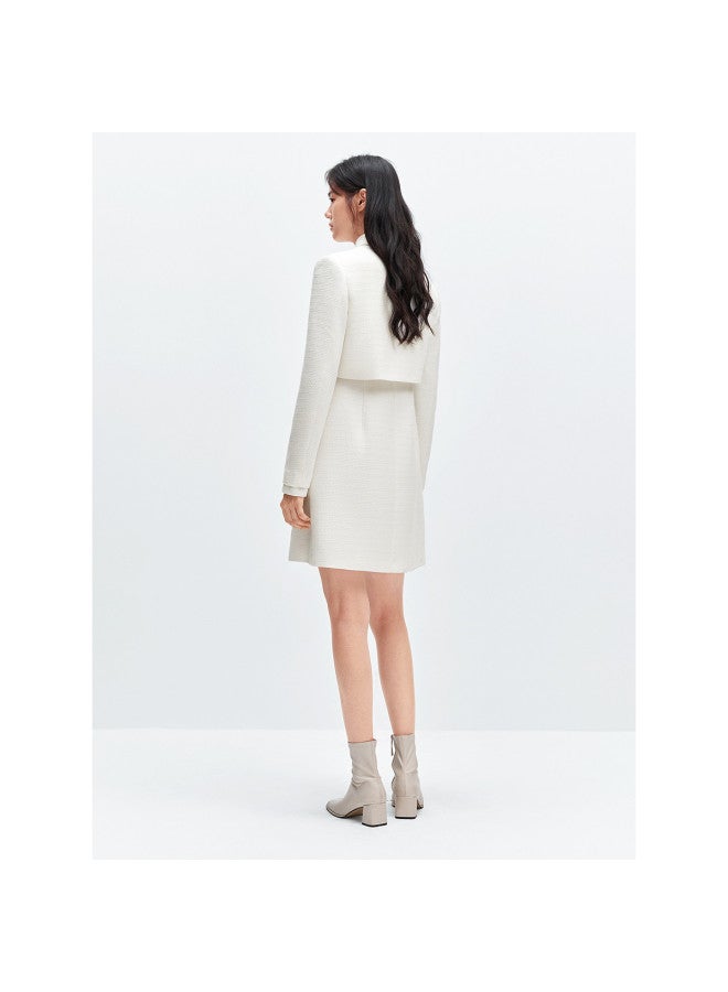 Waxbird Winter Elegant And Graceful Chanel-style Dress Niche Fake Two-piece Long Sleeve Short Dress - Image 4