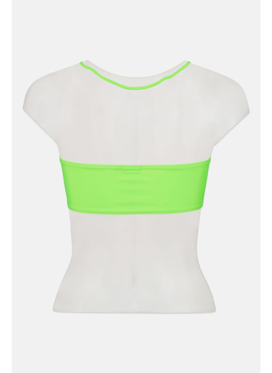 boohoo - Women Non Padded Solid Tie Bikini Top, Lime Green - Image 1